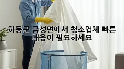 하동군 금성면에서 청소업체 빠른 대응이 필요하세요?